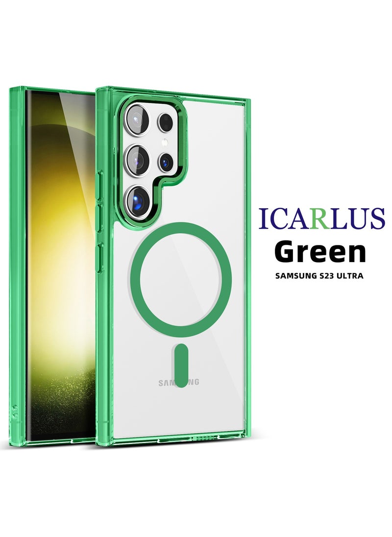 ICARLUS For Samsung Galaxy S23 Ultra Case Compatible with MagSafe TPU+PC Anti-Scratch Cover - Green  - Image 1