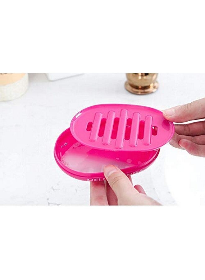 Gugzy Plastic Cute Panda Soap Box Holder With Cover Bathroom Storage Shelves Racks Floor Type Kitchen Sponge Drain Holder Accessories Supplies (Pink) - Image 3