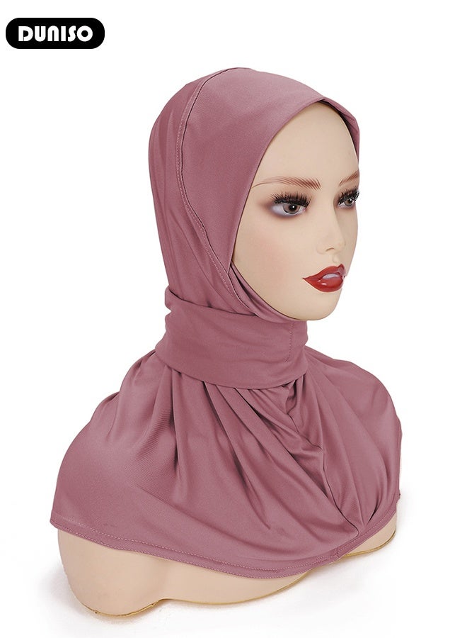 DUNISO Instant Hijab Button Design, Suillty Fashion Muslim Hijab for Women, Instant Snap Fastener Hijab Inner Cap, Full Cover Head Wraps Scarf, Islam Turban Caps - Image 3