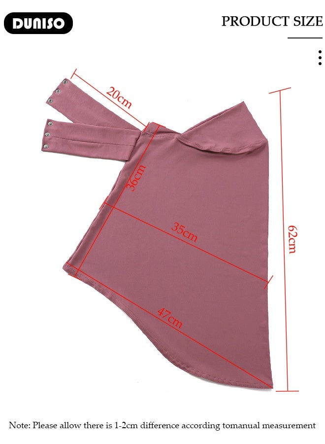 DUNISO Instant Hijab Button Design, Suillty Fashion Muslim Hijab for Women, Instant Snap Fastener Hijab Inner Cap, Full Cover Head Wraps Scarf, Islam Turban Caps - Image 2