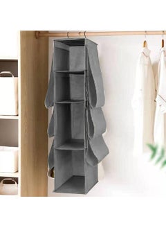 Swift 10 Grid Hanging Purse Handbag Storage Organizer Homewares Nonwoven, Shelf for Wardrobe, Household Storage Dust Bag, Space Saving, Hanging Shelves for Closet  Dark Grey  - Image 3