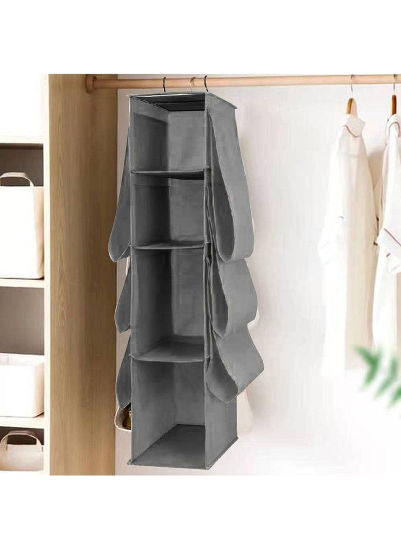 Swift 10 Grid Hanging Purse Handbag Storage Organizer Homewares Nonwoven, Shelf for Wardrobe, Household Storage Dust Bag, Space Saving, Hanging Shelves for Closet  Dark Grey  - Image 3