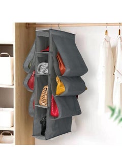 Swift 10 Grid Hanging Purse Handbag Storage Organizer Homewares Nonwoven, Shelf for Wardrobe, Household Storage Dust Bag, Space Saving, Hanging Shelves for Closet  Dark Grey  - Image 2