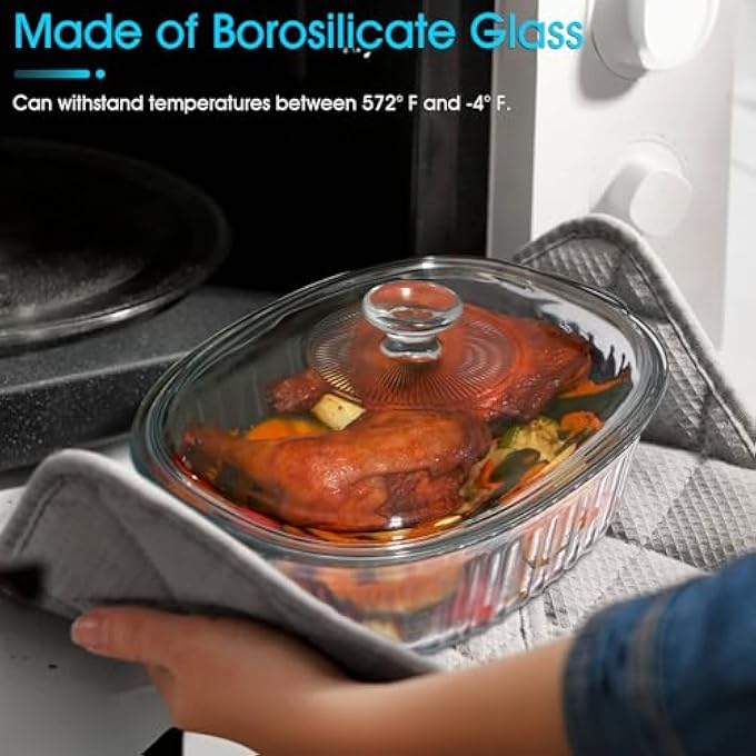 rayihni 3L Oval Glass Casserole Dish With Lid Borosilicate Glass Large Oval Casserole Dish For Oven Oven Proof Dishes With Lids3121513Cm - Image 5
