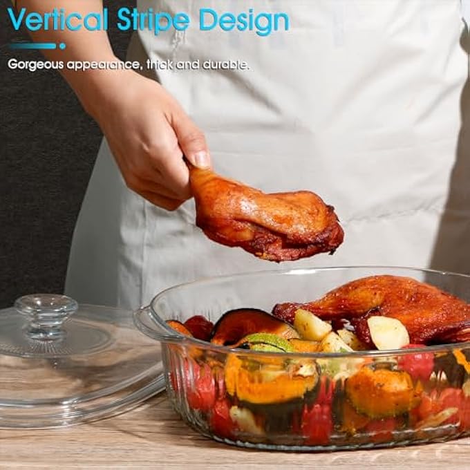 rayihni 3L Oval Glass Casserole Dish With Lid Borosilicate Glass Large Oval Casserole Dish For Oven Oven Proof Dishes With Lids3121513Cm - Image 4