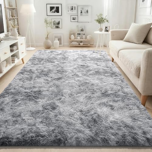 ISEAU 4x6 Area Rug for Living Room, Light Grey Rugs for Bedroom, Dorm, College, Apartment, Soft Shaggy Carpets, Machine Washable Mats, Under Bed, On Nursery Floors Mat, Boys, Girls Room Carpet Decor - Image 2