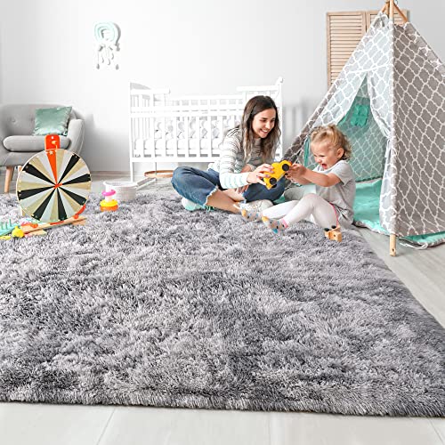 ISEAU 4x6 Area Rug for Living Room, Light Grey Rugs for Bedroom, Dorm, College, Apartment, Soft Shaggy Carpets, Machine Washable Mats, Under Bed, On Nursery Floors Mat, Boys, Girls Room Carpet Decor - Image 4