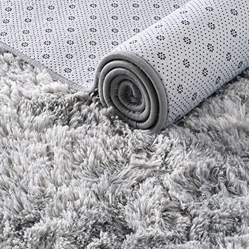 ISEAU 4x6 Area Rug for Living Room, Light Grey Rugs for Bedroom, Dorm, College, Apartment, Soft Shaggy Carpets, Machine Washable Mats, Under Bed, On Nursery Floors Mat, Boys, Girls Room Carpet Decor - Image 5