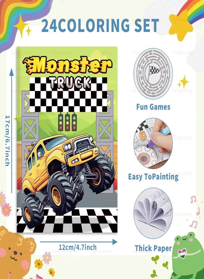BenLouis 24 Pcs Monster Truck Mini Coloring Books Kids Monster Car Party Favors Small Activity Books Bulk for Kids Monster Truck Birthday Goodie Bags Stuffers Return Gifts Classroom Travel - Image 2