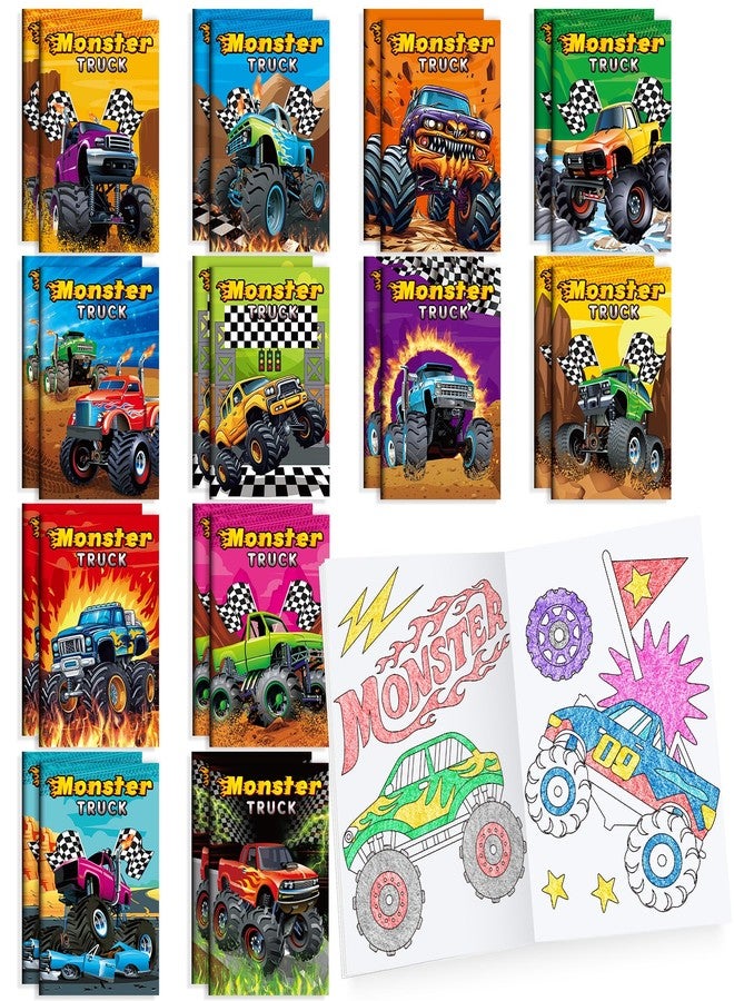 BenLouis 24 Pcs Monster Truck Mini Coloring Books Kids Monster Car Party Favors Small Activity Books Bulk for Kids Monster Truck Birthday Goodie Bags Stuffers Return Gifts Classroom Travel - Image 1
