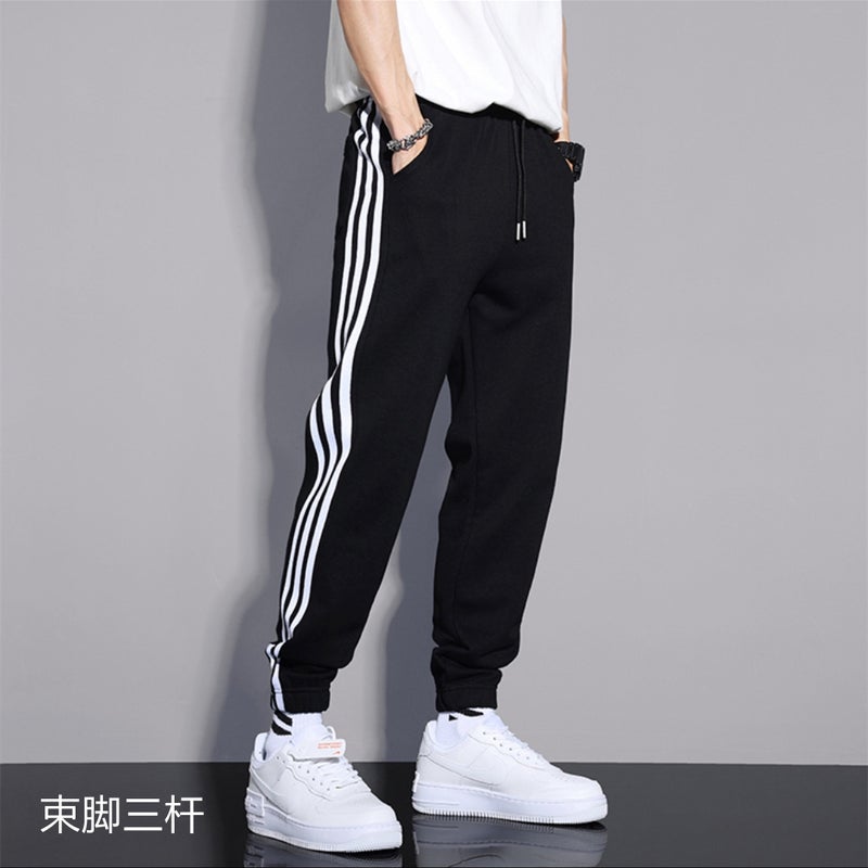 Pants Mens Spring and Autumn New Student Three-bar Loose All-match Casual Sports Pants Trendy Leg-toe Mens and Womens Sweatpants Three-pole [toe]] 