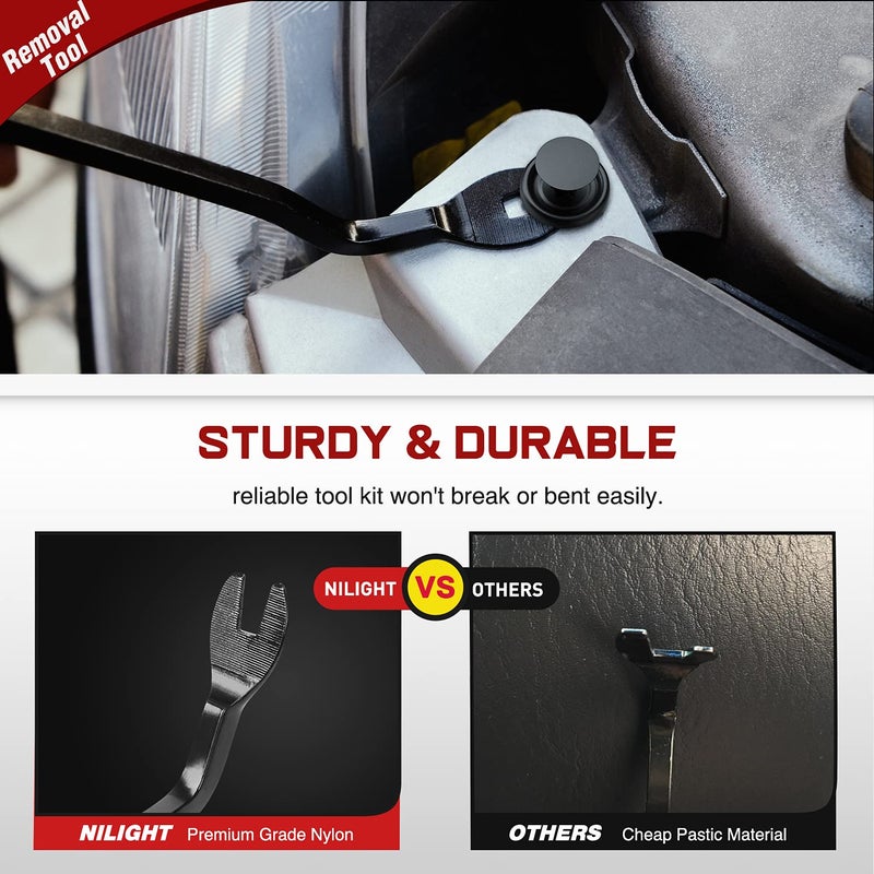 Nilight 100pcs Engine Under Cover Push-Type Retainer Replaces Lexus & Toyota 90467-07201 Quality Nylon Push Rivets with Bonus Fastener Remover - Image 5