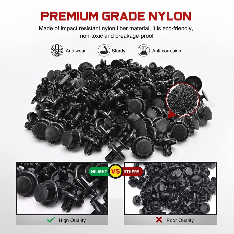 Nilight 100pcs Engine Under Cover Push-Type Retainer Replaces Lexus & Toyota 90467-07201 Quality Nylon Push Rivets with Bonus Fastener Remover - Image 4