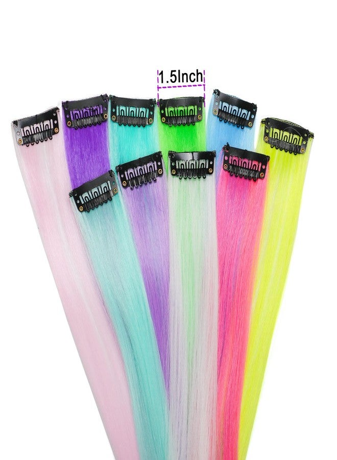 Ms Aloe 10 Pcs Glow in Dark Clip in Hair Extensions - 22inch Colorful Synthetic Rainbow Glow in The Dark Hair Accessories for Women, Kids, Girls - Image 5