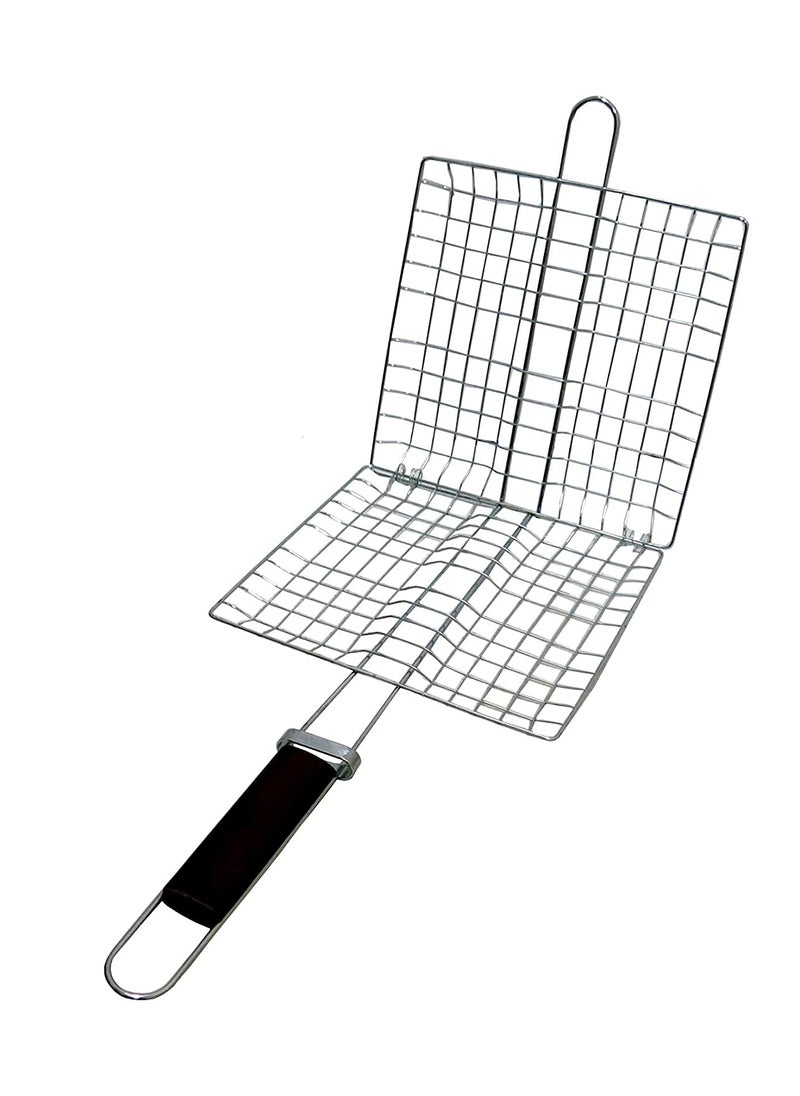 Tray TRAY Portable BBQ Grill Basket Stainless Steel Grilling Basket with Removable Handle Perfect for Grilling Vegetables Fishes Shrimp  - Image 1