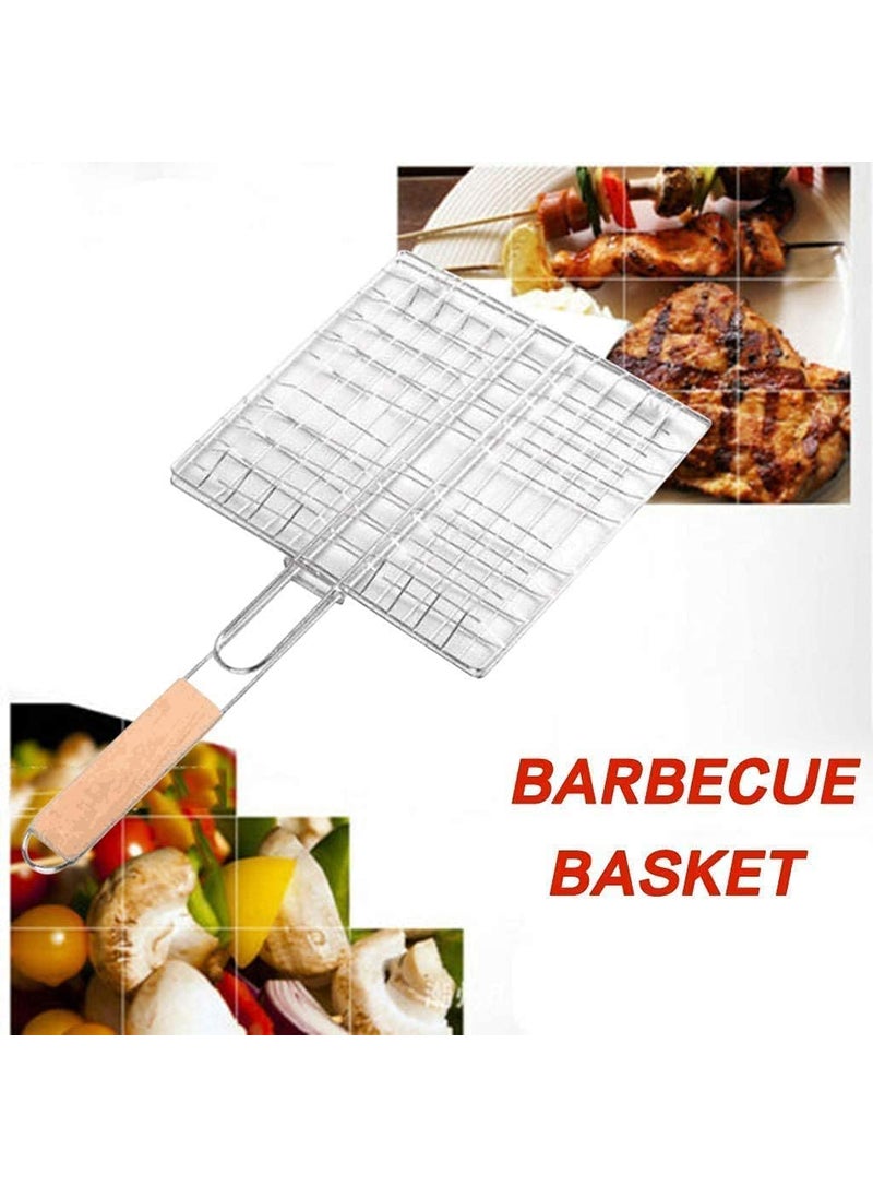 Tray TRAY Portable BBQ Grill Basket Stainless Steel Grilling Basket with Removable Handle Perfect for Grilling Vegetables Fishes Shrimp  - Image 3