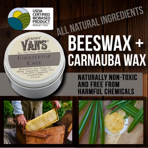 Daddy Van's® All Natural Beeswax Countertop Care for Soapstone, Slate, Concrete Composite and Butcher Block Counter Tops - Food Safe, Chemical-Free and Non-Toxic - 6 Oz. Tin - Image 4