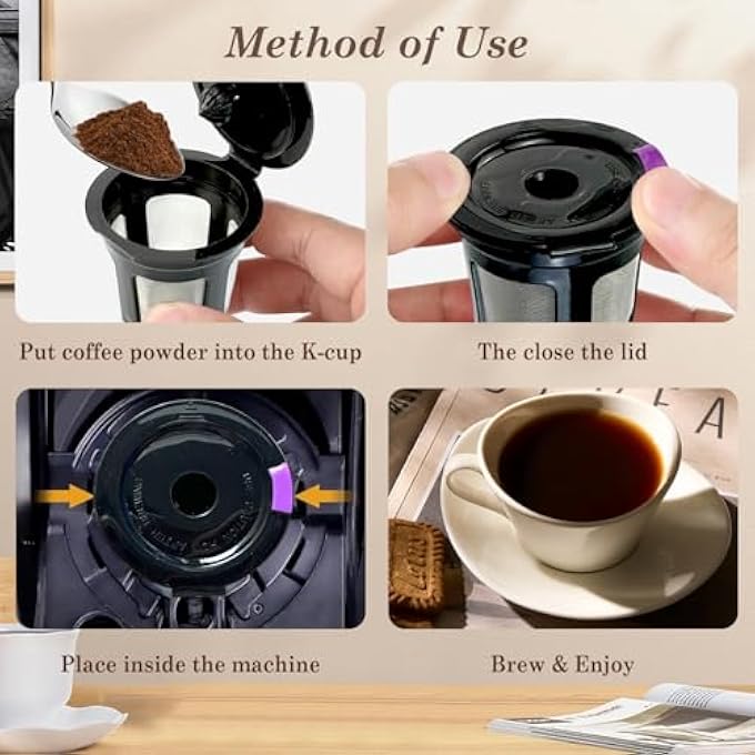 EKIND Reusable K Cups Coffee Filters Universal Kcup Compatible With Brewers 10 20 Miniplus Series Refillable Pods 4 PackBlack - Image 3