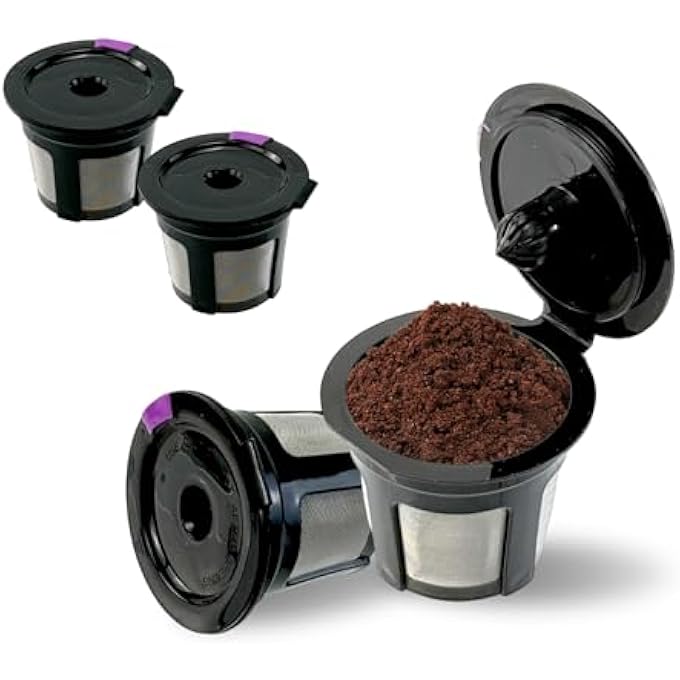 EKIND Reusable K Cups Coffee Filters Universal Kcup Compatible With Brewers 10 20 Miniplus Series Refillable Pods 4 PackBlack - Image 1