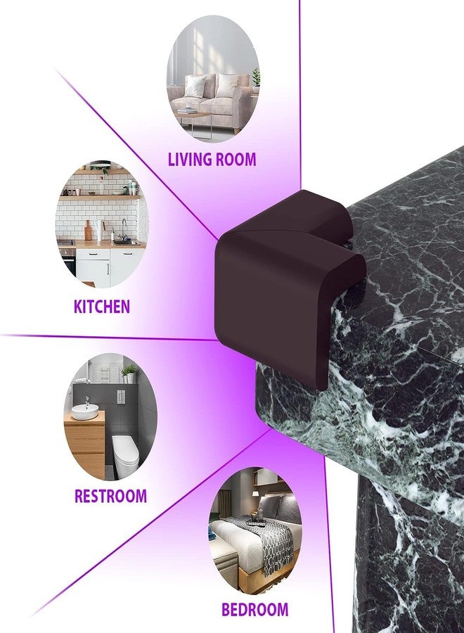 Nubilous 4 Pcs Edge Protector for Furniture Table Corner Guards for Sharp Edges Silicon Corner Protector for Sharp Edges Gel Table Shelf/Shelves CornerMulticolour (5.5 x 5.5 Brown, 4) - Image 3