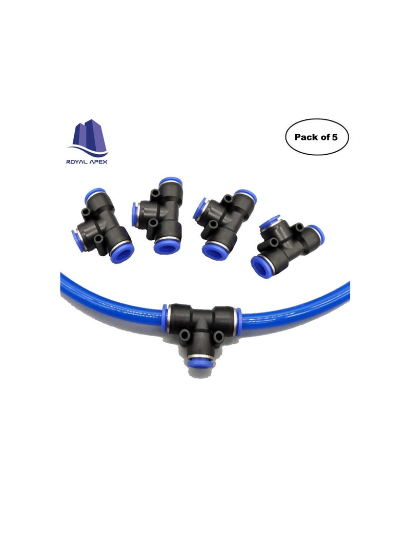 PU Pipe & Fittings Polyurethane | Pneumatic Pipe Push in to Connect Fittings (Tee - Pack of 5, 8mm) - Image 2
