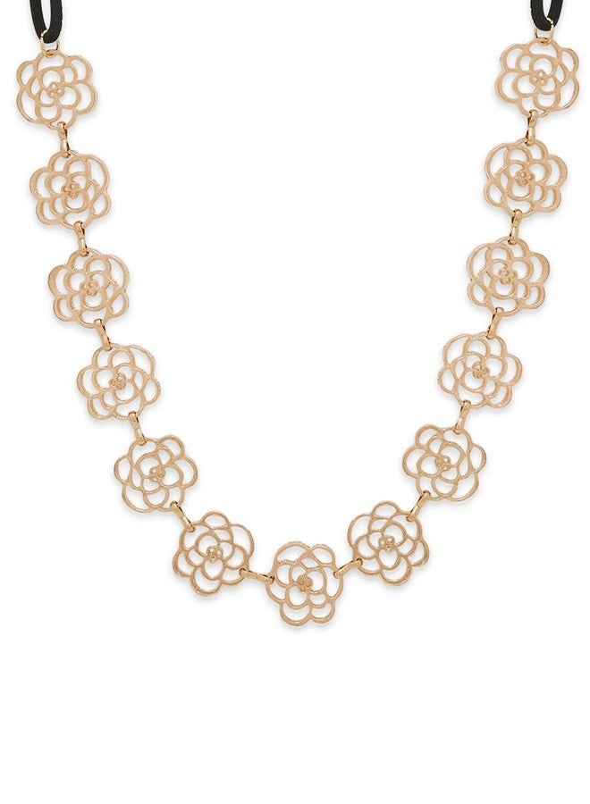 Fabula by OOMPH Jewellery Gold Rose Filigree Head Band Hairband for Women & Girls - Image 5