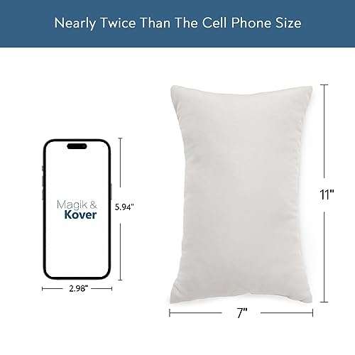 Magik & Kover Small Pillow Mini Pillow for Travel 2 Pack, 11" x 7" Tiny Pillows with Name Tag, Travel and Sleep, Small Rectangular for Neck, Lumbar, Back, Pet Dogs, Grey - Image 3