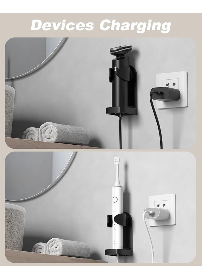 2PCS Nail-Free Wall Mount Adjustable Shaver & Toothbrush Holder Bathroom - Image 4