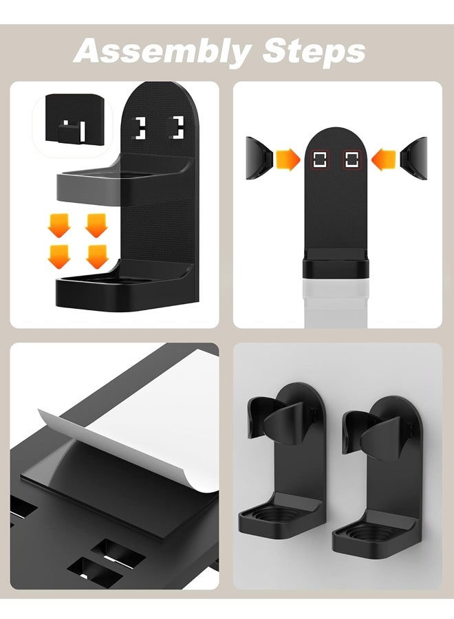 2PCS Nail-Free Wall Mount Adjustable Shaver & Toothbrush Holder Bathroom - Image 3
