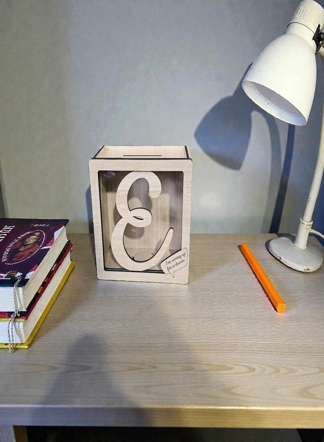 LACUM® Letter Piggy Bank – Custom Wooden Money Bank for Kids & Adults – Sunmica Coated Engineering Wood with Transparent Acrylic Front – Unique Gifts (Letter E) - Image 5