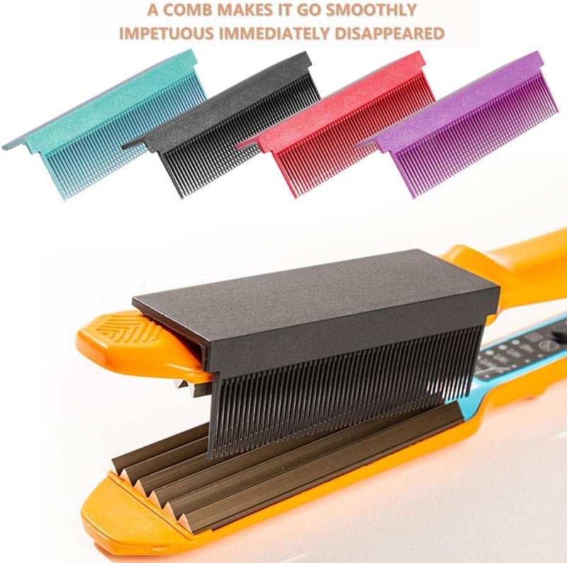 woobles Barber Straightening Comb Attachment for Hair,DIY Combs Accessories Fit Hair Straightening Flat Iron Professional or Home Use Compact Hair Styling Tool Convenient Washable V Type 1pcs Green - Image 2