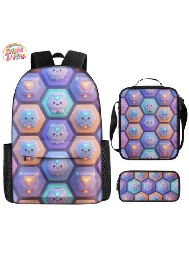 Bright Li Fire Unlock the new fashion of childish fun! Three-piece set of bags, cartoon elements for children and teenagers (students, children, friends' outings, mountain climbing, schooling, etc. can be used) - 9 - Image 1