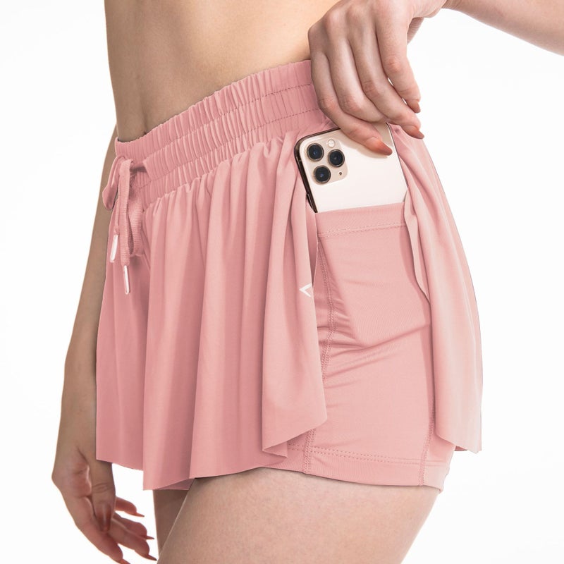 Generic 2-in-1 Tennis Skirt Yoga Athletic Running Fitness Skort Leather Powder Shorts