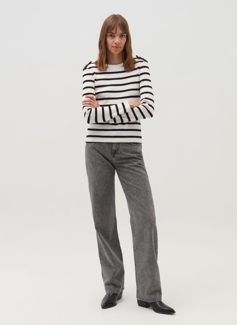 Ovs T-shirt with long sleeves and jewel buttons - Image 1