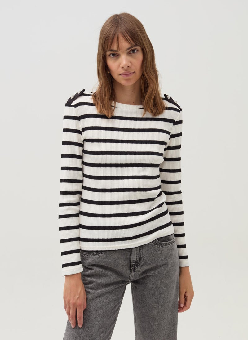 Ovs T-shirt with long sleeves and jewel buttons - Image 2