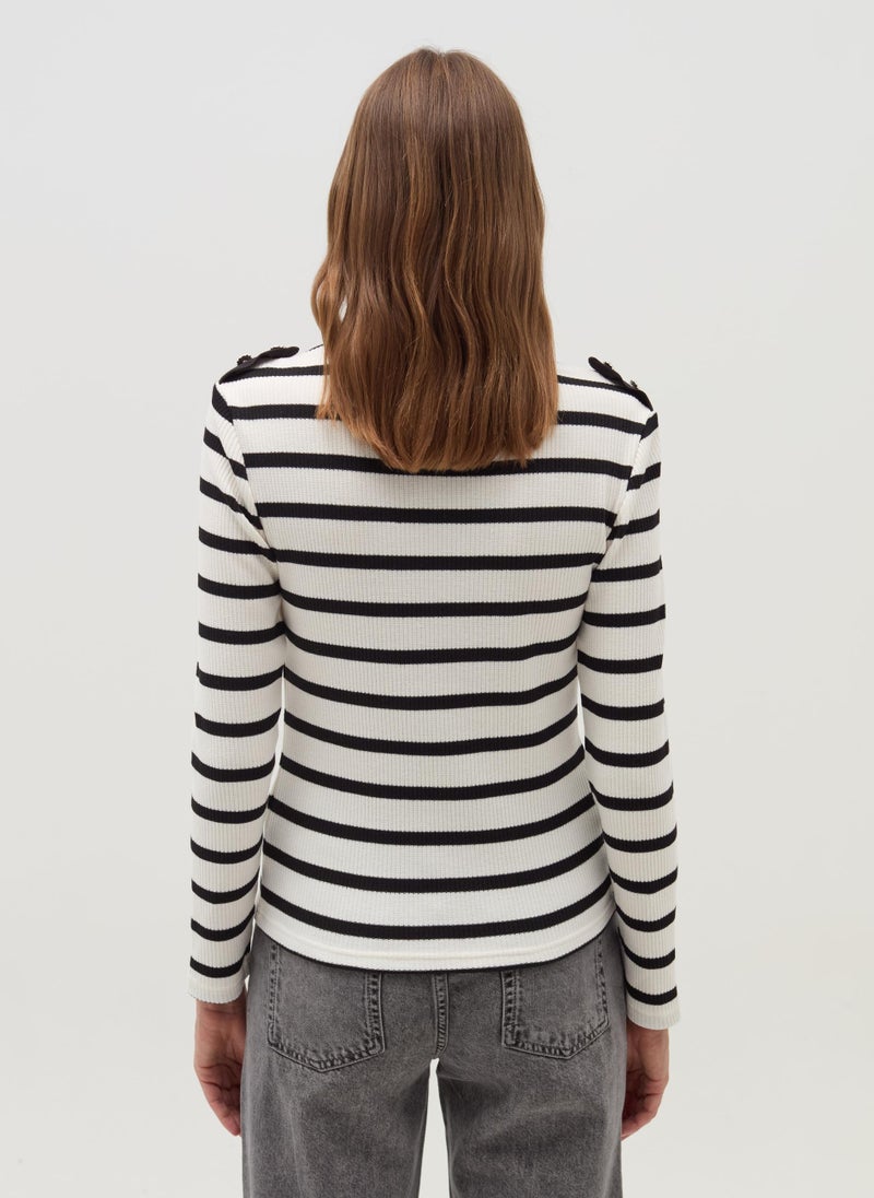 Ovs T-shirt with long sleeves and jewel buttons - Image 3