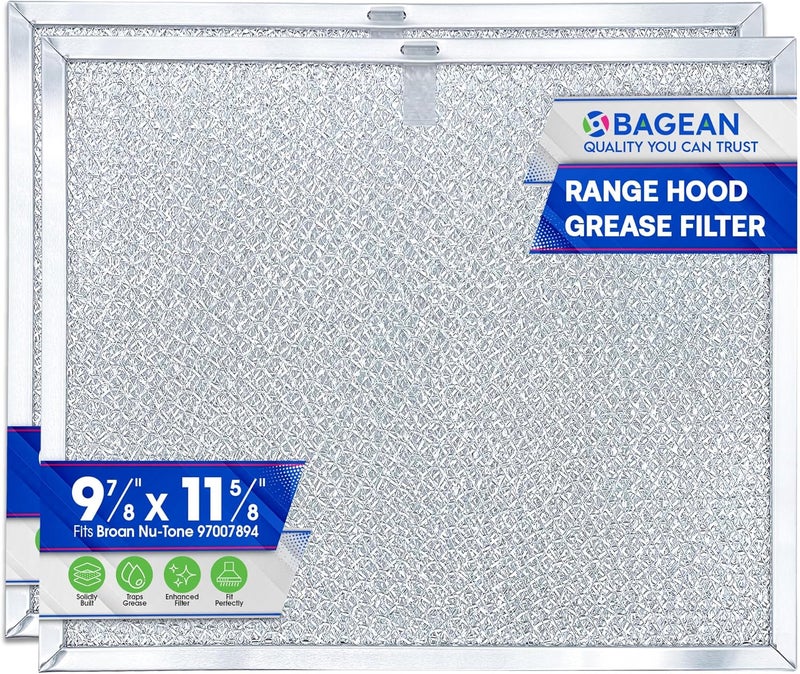 Bagean Stove Hood Vent Filters 9.9" x 11.7" 97007894 Compatible with Broan Range Hood Filter Replacement - Fit's Nutone Kitchen Exhaust Fan Filter Screen - Blocks Grease & Filters Oven Air (2-Pack) Cross product compatible - Image 1