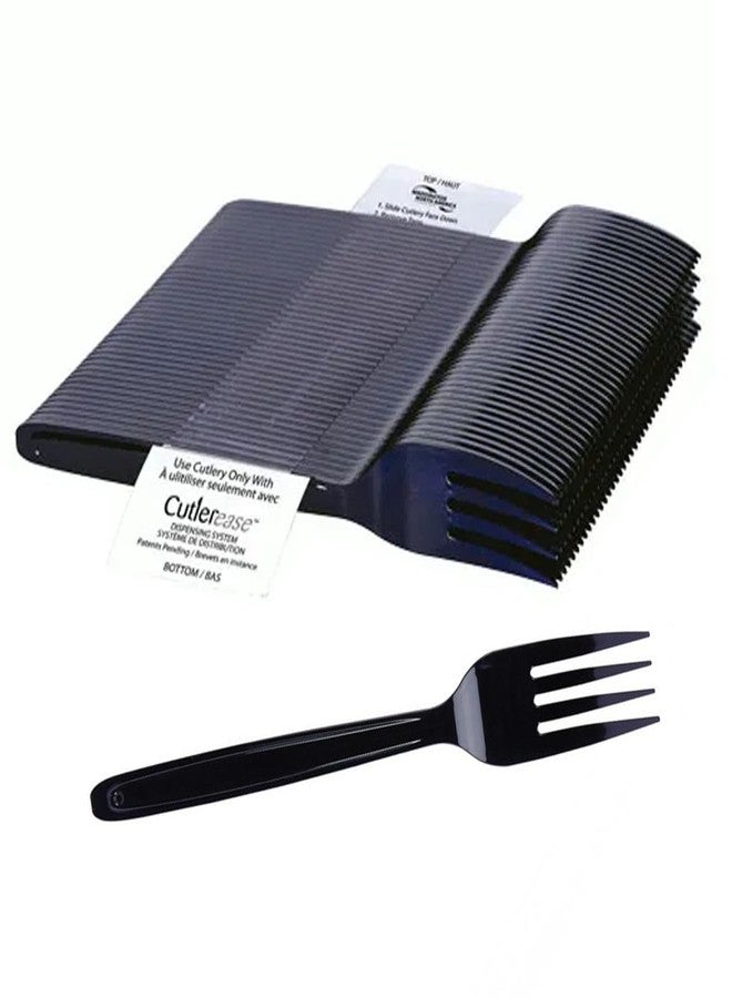WNA Cutlerease Black Plastic Fork Refill, Bulk Pack of 960 Forks, For Use With Cutlerease Dispensing System, Polystyrene Disposable Cutlery, Made in the USA - Image 1