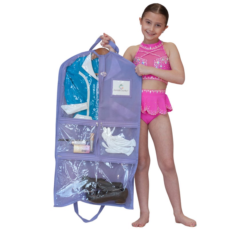 Kendall Country Waterproof Hanging Garment Bag 35 Inch Clothes Bag With Gusset, 5 Pockets & Side Zip For Dance Costumes, Skating, Theatre, Beauty Pageants & More. Best For Younger Performers And Small Costume Pieces. - Image 1