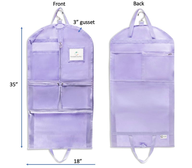 Kendall Country Waterproof Hanging Garment Bag 35 Inch Clothes Bag With Gusset, 5 Pockets & Side Zip For Dance Costumes, Skating, Theatre, Beauty Pageants & More. Best For Younger Performers And Small Costume Pieces. - Image 3