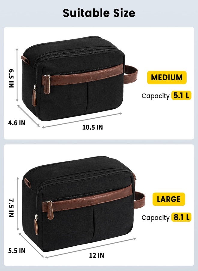 Vorspack Canvas Travel Toiletry Bag for Men Women, Medium, Black - Image 2