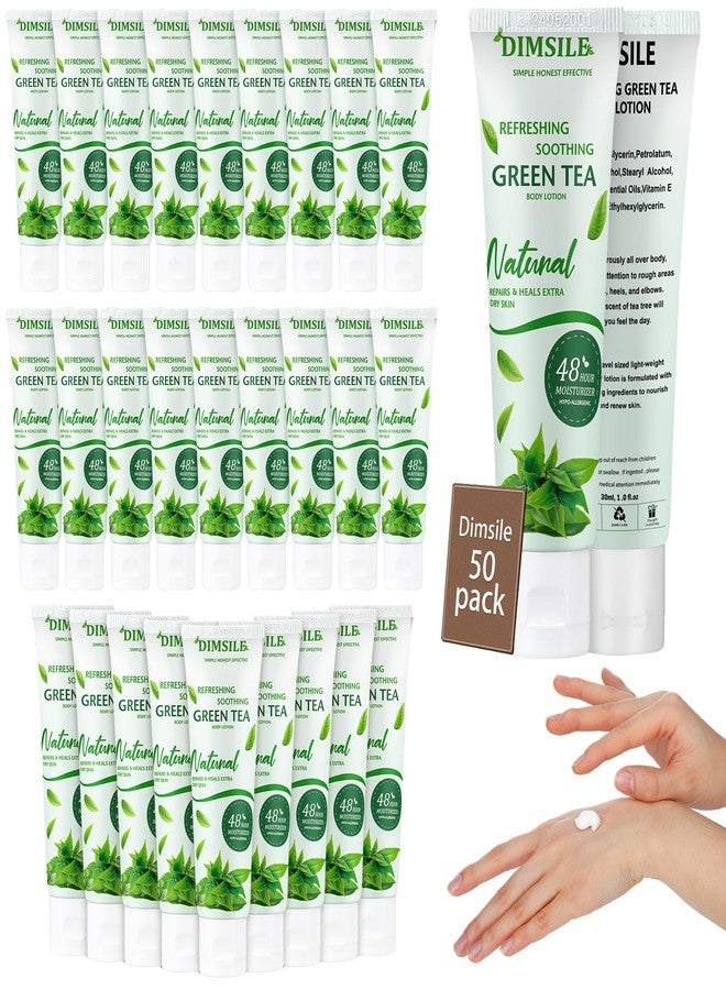 Dimsile 50 Pack Green Tea Travel Size Body Lotion 1 Oz Dry Skin Moisturizer with Flip Cap for Extra Dry Skin, for Inns and Hotels, Airlines, Offices, Gyms and More - Image 1