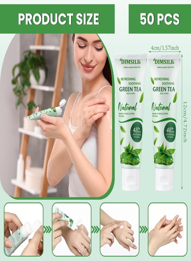 Dimsile 50 Pack Green Tea Travel Size Body Lotion 1 Oz Dry Skin Moisturizer with Flip Cap for Extra Dry Skin, for Inns and Hotels, Airlines, Offices, Gyms and More - Image 2