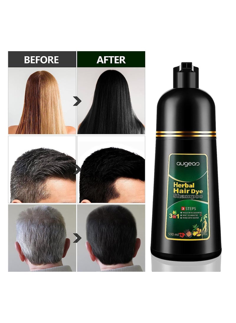 اوجياس شامبو للشعر مصبوغ ، ثلاثة في واحد من الأعشاب العضوية الطبيعية شامبو للشعر مصبوغ سريع ، ومناسبة للرجال والنساء لتغطية الشعر الرمادي والأبيض ( أسود ) - Image 3