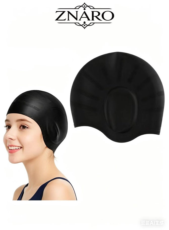 ZNARO 1 Piece Waterproof Swim Cap with Ear Protection, Anti-Chlorine and Anti-Bacterial Swimming Cap, 3D Ergonomic Design Skin Friendly Keeps Hair Clean - Image 1