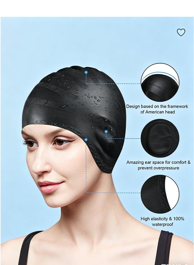 ZNARO 1 Piece Waterproof Swim Cap with Ear Protection, Anti-Chlorine and Anti-Bacterial Swimming Cap, 3D Ergonomic Design Skin Friendly Keeps Hair Clean - Image 2