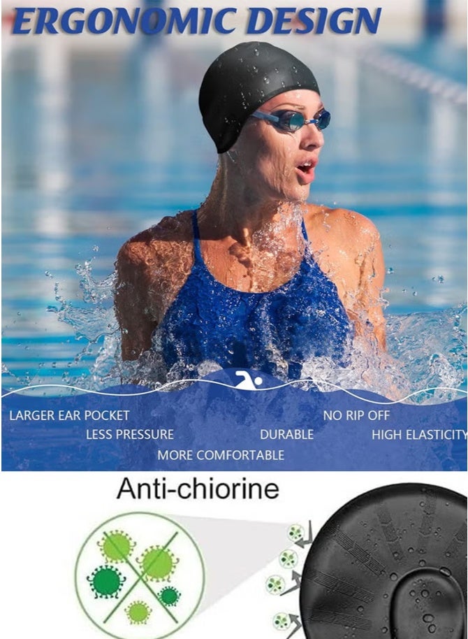 ZNARO 1 Piece Waterproof Swim Cap with Ear Protection, Anti-Chlorine and Anti-Bacterial Swimming Cap, 3D Ergonomic Design Skin Friendly Keeps Hair Clean - Image 3