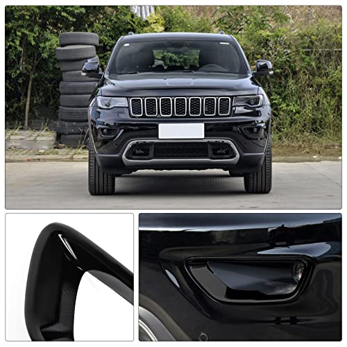 Hoolcar Front Fog Lights Cover Fog Lamp Frame Trim Replacement for 2018-2021 Jeep Grand Cherokee, Black - Image 3