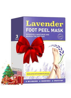 OUKEYA Foot Peeling Mask 3 Pairs: Peeling Foot Mask Dermatologically Tested, Heels & Dry Dead Skin for Soft Feet, Foot Peel Mask (new Lavender) 