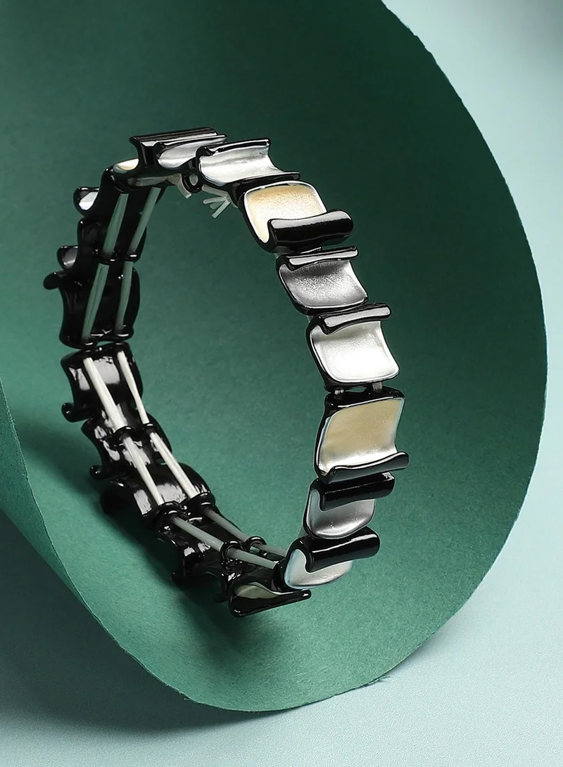 SOHI Black & Rolled Square Artificial Bracelet Jewellery